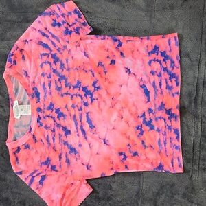 iHeartRaves Pink and Blue Tie-Dye Crop Top